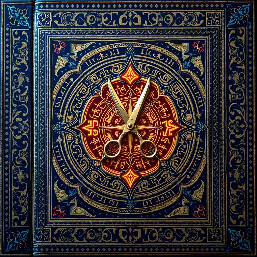 Create an intricate book cover design inspired by Iranian carpets