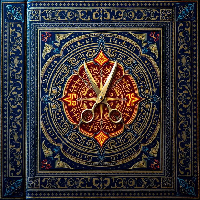 Create an intricate book cover design inspired by Iranian carpets