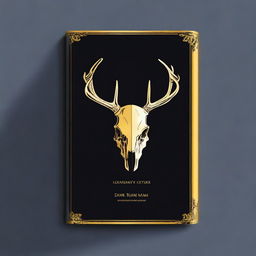 A captivating digital art image showcasing a minimalistic book cover with a foil deer skull