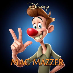 Create a Disney movie poster featuring a character named Mac Mazzer