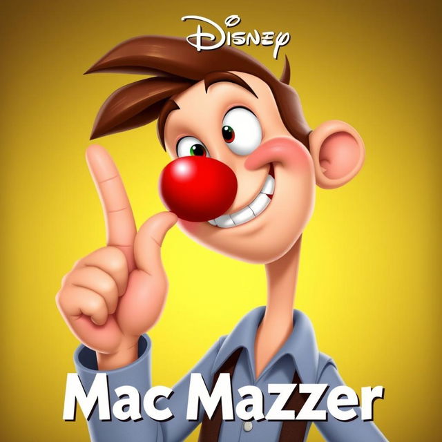 Create a Disney movie poster featuring a character named Mac Mazzer