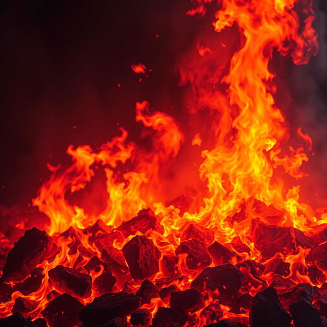 A depiction of a hot and fiery scene with intense flames and heat