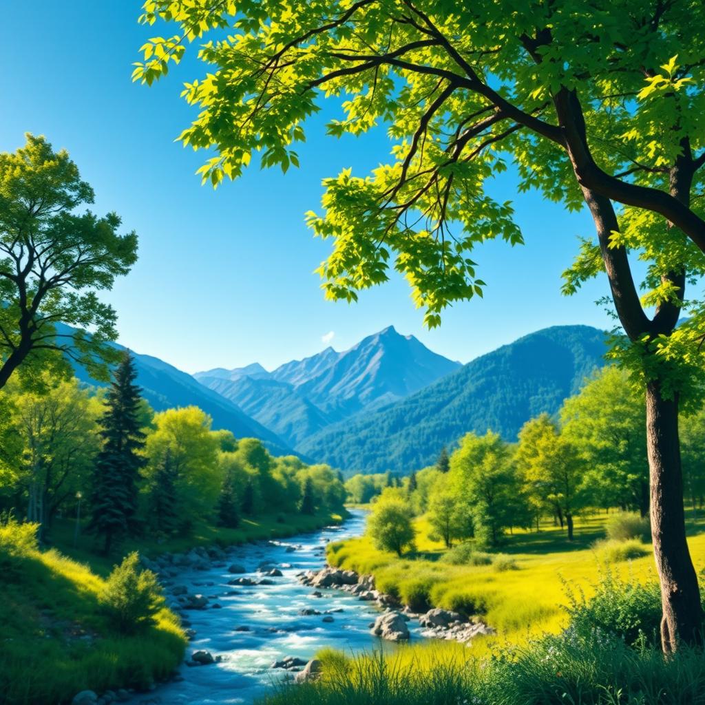 A vibrant and detailed image of a serene landscape