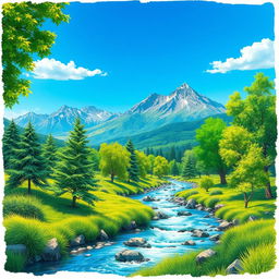 A vibrant and detailed image of a serene landscape