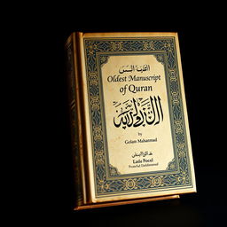 Create an image of a book titled 'Oldest Manuscript of Quran' written by Golam Mahammad