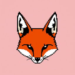 Create a minimalistic pixel art of a fox face