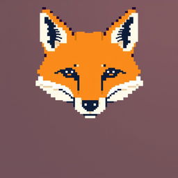 Create a minimalistic pixel art of a fox face