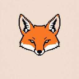 Create a minimalistic pixel art of a fox face