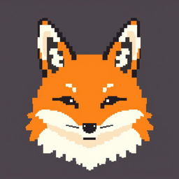 Create a minimalistic pixel art of a fox face