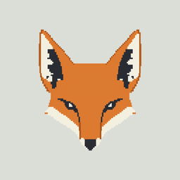 Create an extremely minimalistic pixel art of a fox head