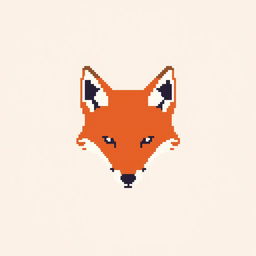 Create an extremely minimalistic pixel art of a fox head