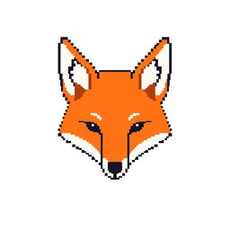 Create an extremely minimalistic pixel art of a fox head