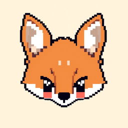 Create a very minimalistic and small fox head in pixel art style, designed to be cute like a chibi character