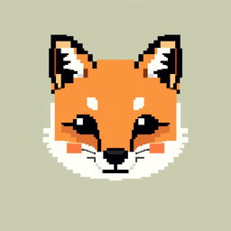 Create a very minimalistic and small fox head in pixel art style