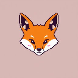 Create a very minimalistic and small fox head in pixel art style