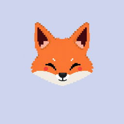 Create a very minimalistic and small fox head in pixel art style