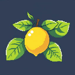 Create a pixel art image of a lemon with leaves