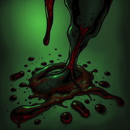 A detailed illustration of toxic blood, with a dark, ominous appearance and greenish tints to indicate its toxic nature