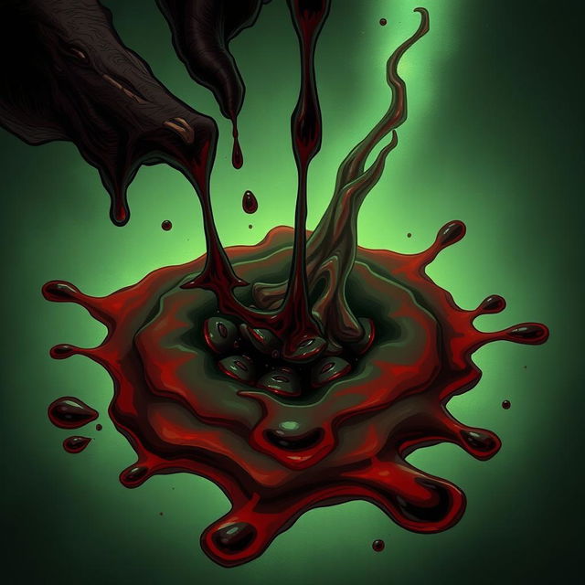 A detailed illustration of toxic blood, with a dark, ominous appearance and greenish tints to indicate its toxic nature