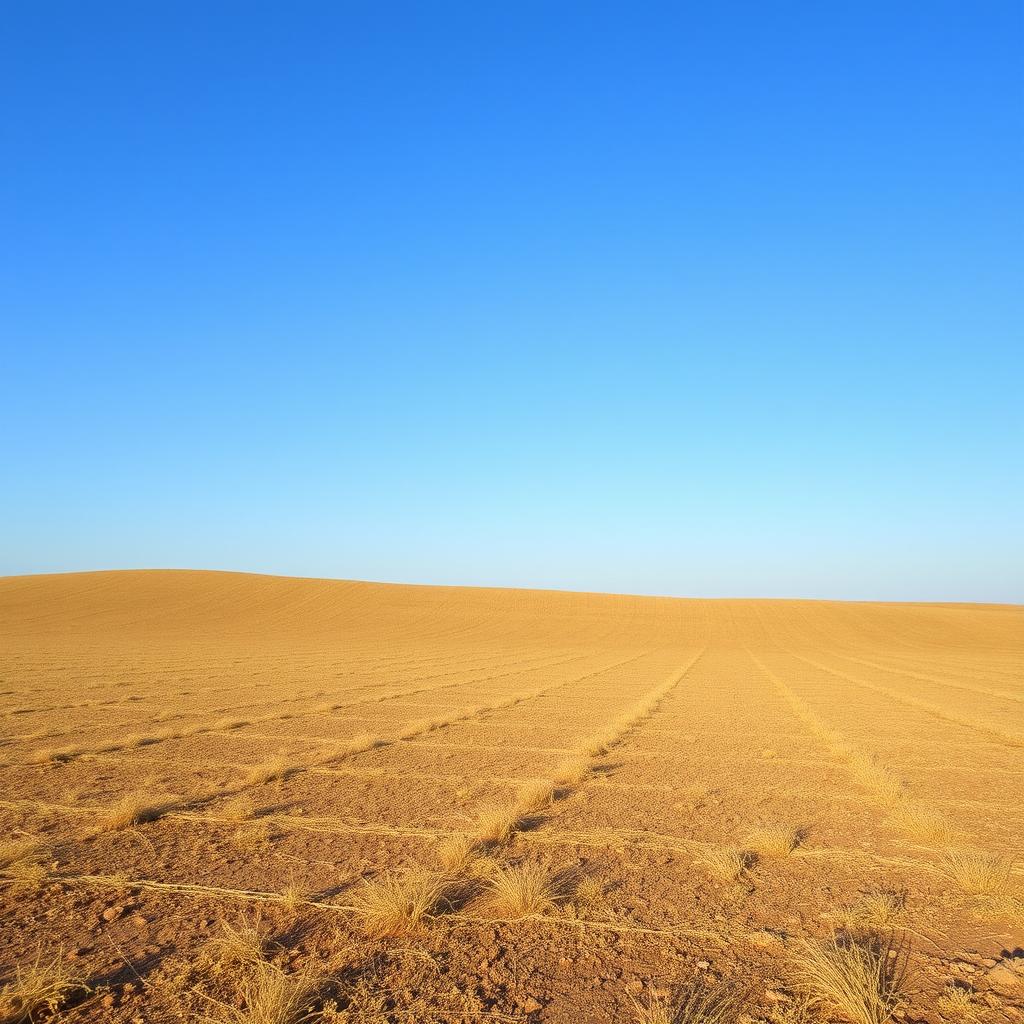 An empty field with a clear blue sky, nothing else visible in the scene.