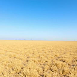 An empty field with a clear blue sky, nothing else visible in the scene.