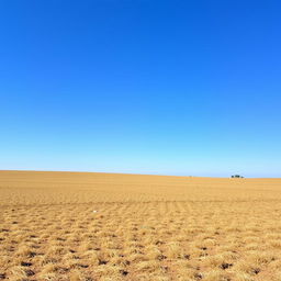 An empty field with a clear blue sky, nothing else visible in the scene.