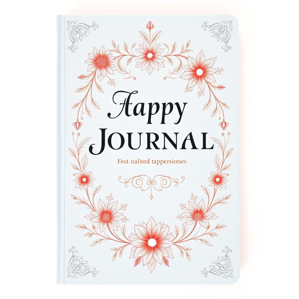 A beautifully designed journal cover featuring elegant typography, intricate floral patterns, and a serene color palette