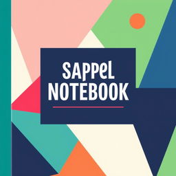 A stylish notebook cover with a modern design, featuring geometric shapes, vibrant colors, and a minimalist aesthetic