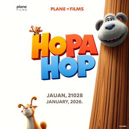 Create a movie poster for the film 'Hopa Hop' set to release on January 24, 2028