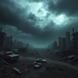 A desolate, apocalyptic world after a massive destruction