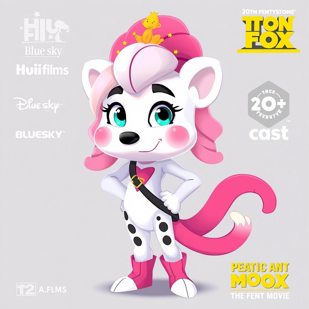 Create an image of Aurora, the fan mascot, with elements from HIU Flims, Blue Sky, and 20th Century Fox