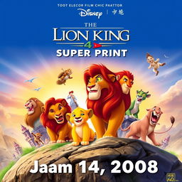 A promotional poster for 'The Lion King 4 Super Print,' a film by Disneytoon, Tooth Elecor Film China, and Disney