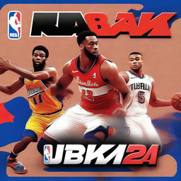 Create an image showcasing a basketball video game cover titled 'NBA&PBA2K24'