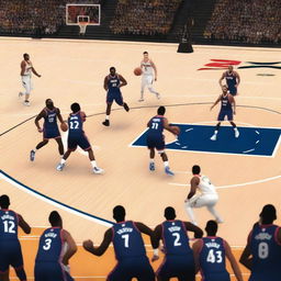 A dynamic and action-packed basketball game scene featuring the Hoicim Mukmakers and Air21 teams