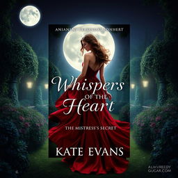 Design a captivating book cover titled 'Whispers of the Heart: The Mistress's Secret' by Kate Evans