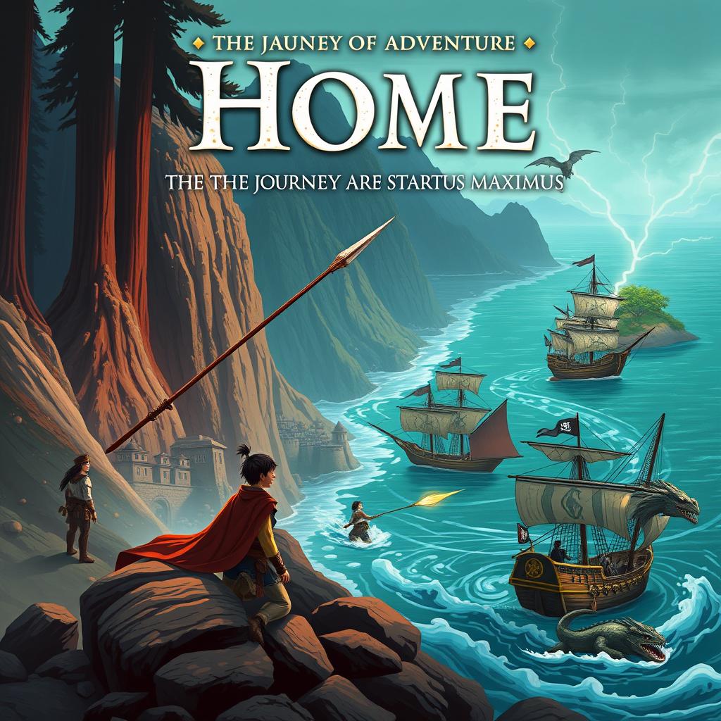 Create a YA fantasy adventure book cover for 'Home: The Journey Of Startus Maximus