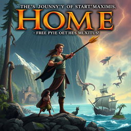 Create a YA fantasy adventure book cover for 'Home: The Journey Of Startus Maximus