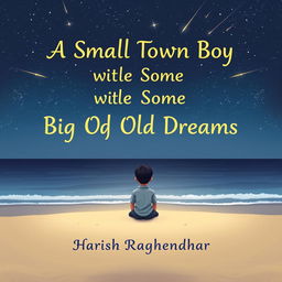 Design a book cover with the title 'A Small Town Boy with Some Big Old Dreams' and the author’s name 'Harish Raghavendhar