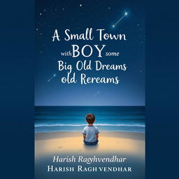 Design a book cover with the title 'A Small Town Boy with Some Big Old Dreams' and the author’s name 'Harish Raghavendhar