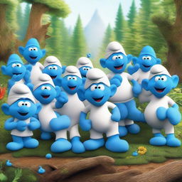 A humorous movie poster for 'Livingwater Mascot Movie' featuring a Smurf convention with an unexpected twist