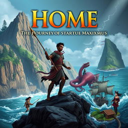 Create a YA fantasy adventure book cover for the book 'Home: The Journey Of Startue Maximus