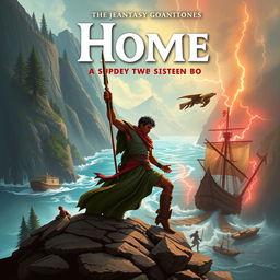 Create a YA fantasy adventure book cover for the book 'Home: The Journey Of Startue Maximus