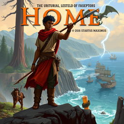 Create a YA fantasy adventure book cover for the book 'Home: The Journey Of Startus Maximus