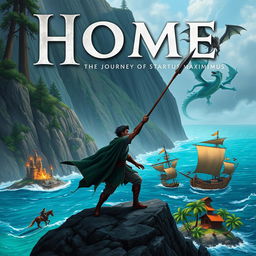 Create a YA fantasy adventure book cover for the book 'Home: The Journey Of Startus Maximus