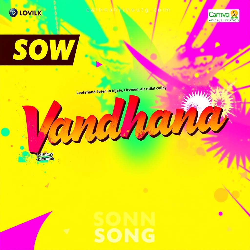 Create a vibrant and colorful song poster for the song titled 'Vandhana'