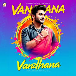 Create a vibrant and colorful song poster for the song titled 'Vandhana'