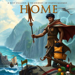 Create a YA fantasy adventure book cover for a best-selling book titled 'Home: The Journey Of Startus Maximus