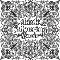 A detailed and intricate cover page for an adult colouring book