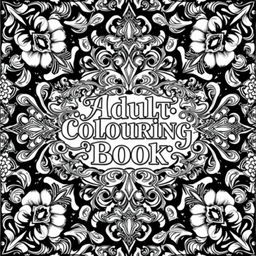 A detailed and intricate cover page for an adult colouring book