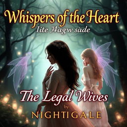 Create an image titled 'Whispers of the Heart: The Legal Wives by: Nightingale' featuring a serene and mystical scene